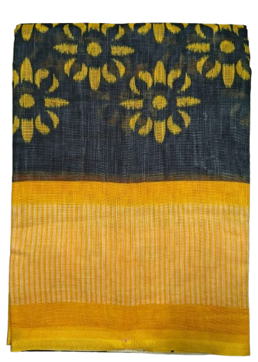 LINEN DIGITAL PRINT SAREE WITH HEVY ZARI PATTA
