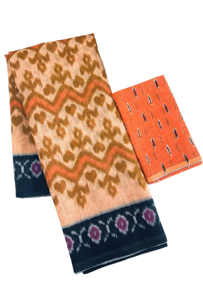LINEN DIGITAL PRINT SAREE WITH HEVY ZARI PATTA