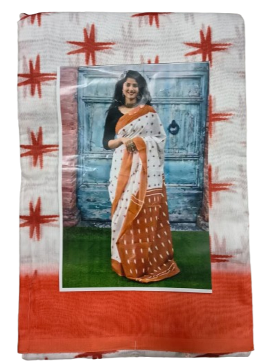 LINEN DIGITAL PRINT SAREE WITH HEVY ZARI PATTA