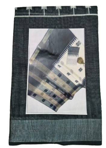 LINEN DIGITAL PRINT SAREE WITH HEVY ZARI PATTA