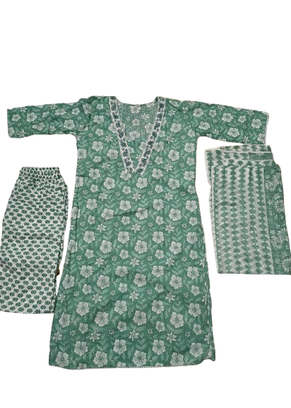 Cotton Kurti 3-Piece Set
